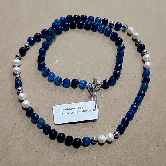 Genuine Azurite and Freshwater Pearl - Picture 4 of 4